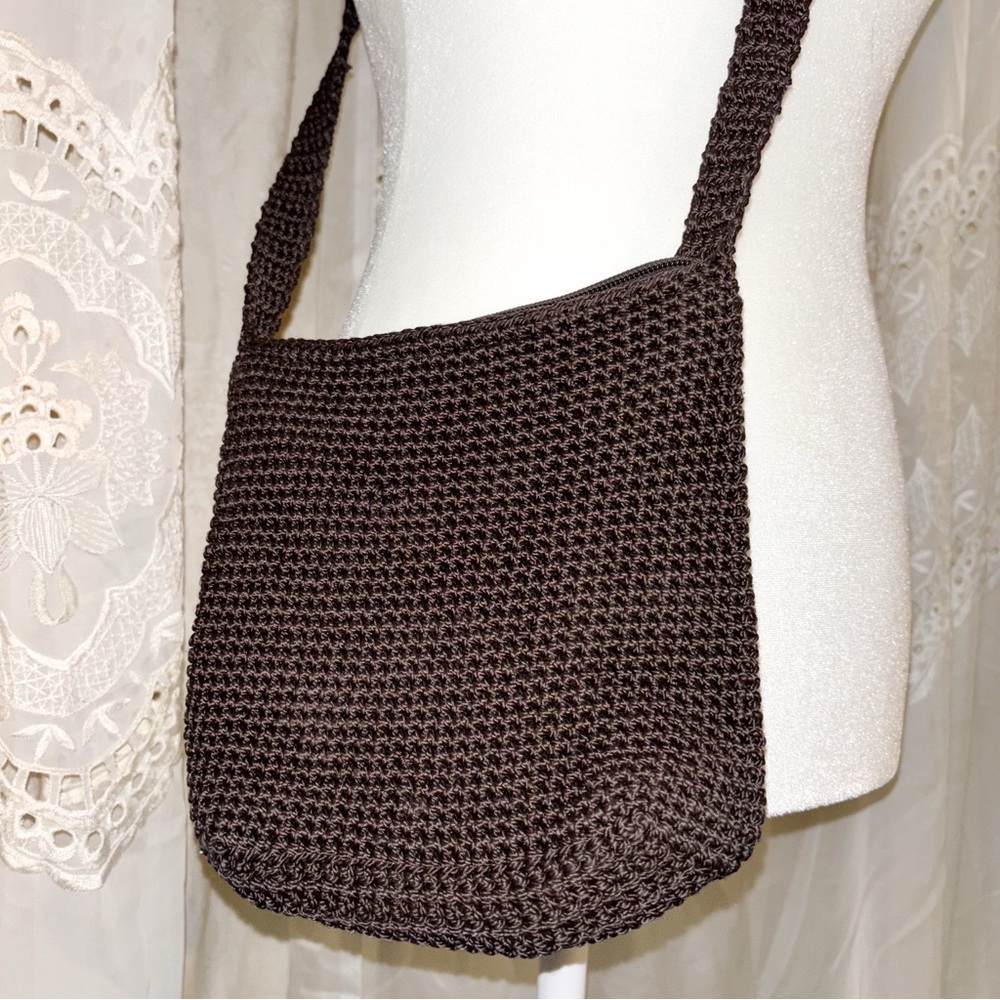 Chateau Brown Knit Crossbody Bag